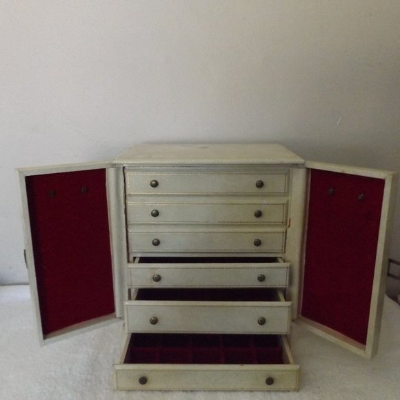 50s/60s Extra Large Jewelry Box Trunk With Six Tiers - Picture 6 of 16